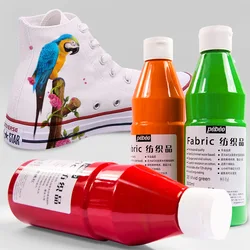 500ml Fabric Paint White Waterproof After Drying Diy Hand-painted Clothes Canvas Textile Dyes Bottled Large Capacity