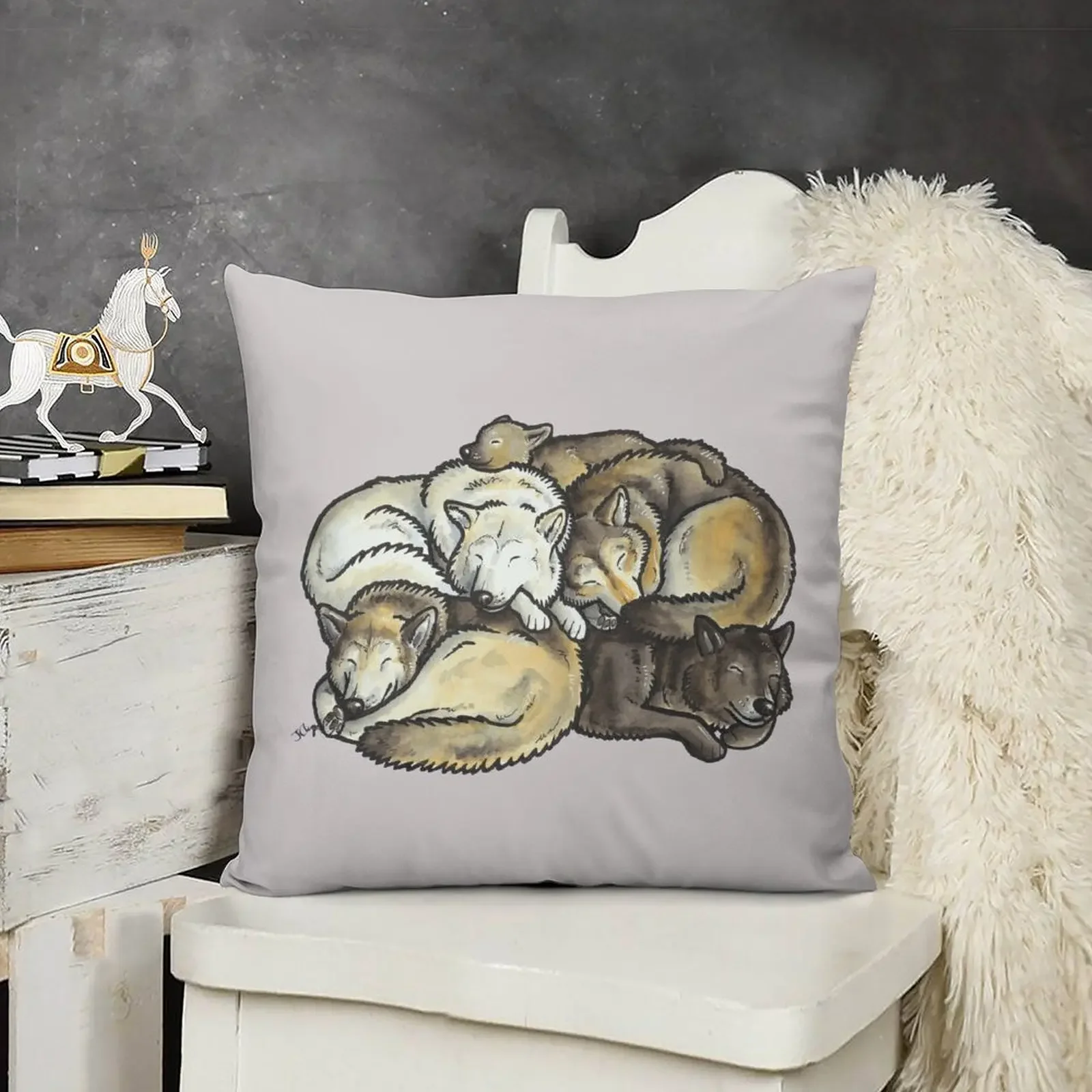 

Sleeping pile of grey wolves Throw Pillow Pillowcases Sofa Cushion Cushion Covers For Living Room Luxury Cushion Cover pillow