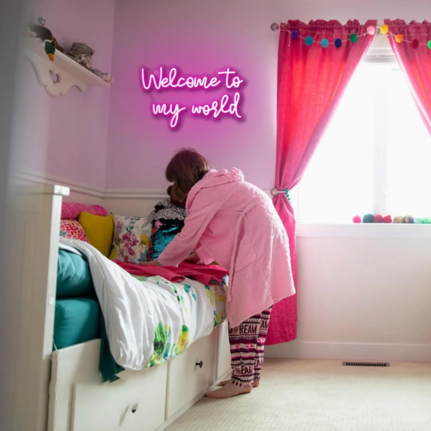 Welcome To My World Neon Sign USB Dimmable LED Sign for Bedroom, Window Playroom Living Room Wedding Decor Personalized Gift