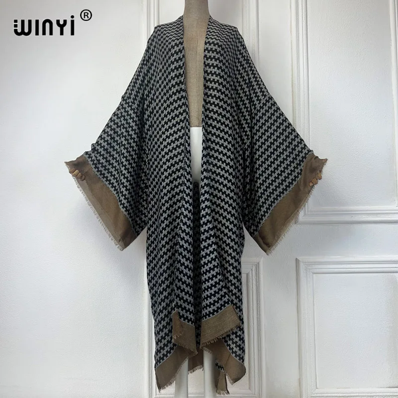 WINYI Africa summer fashion stampa geometrica kimono maxi dress beach cover up Cardigan donna boho sexy coat kaftan beach outfits