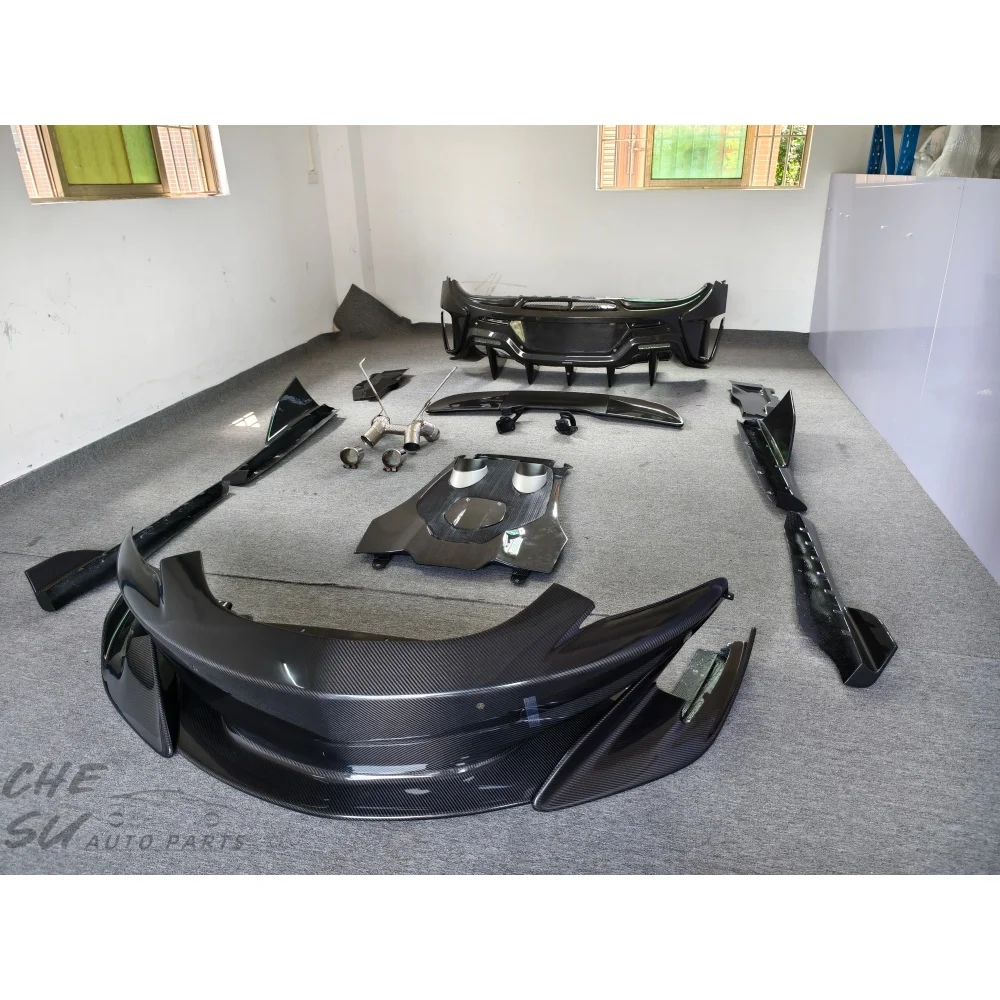 Speed 600LT Style Dry Carbon Fiber Front and Rear Bumper, Rear Wing Body Kit for McLaren 540c 570s Convertible