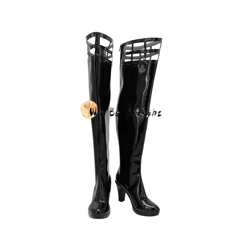 Yor Forger Cosplay Shoes Black Leather Boots Knee High Fancy Carnival Yor Briar Thorn Princess Customized Shoes