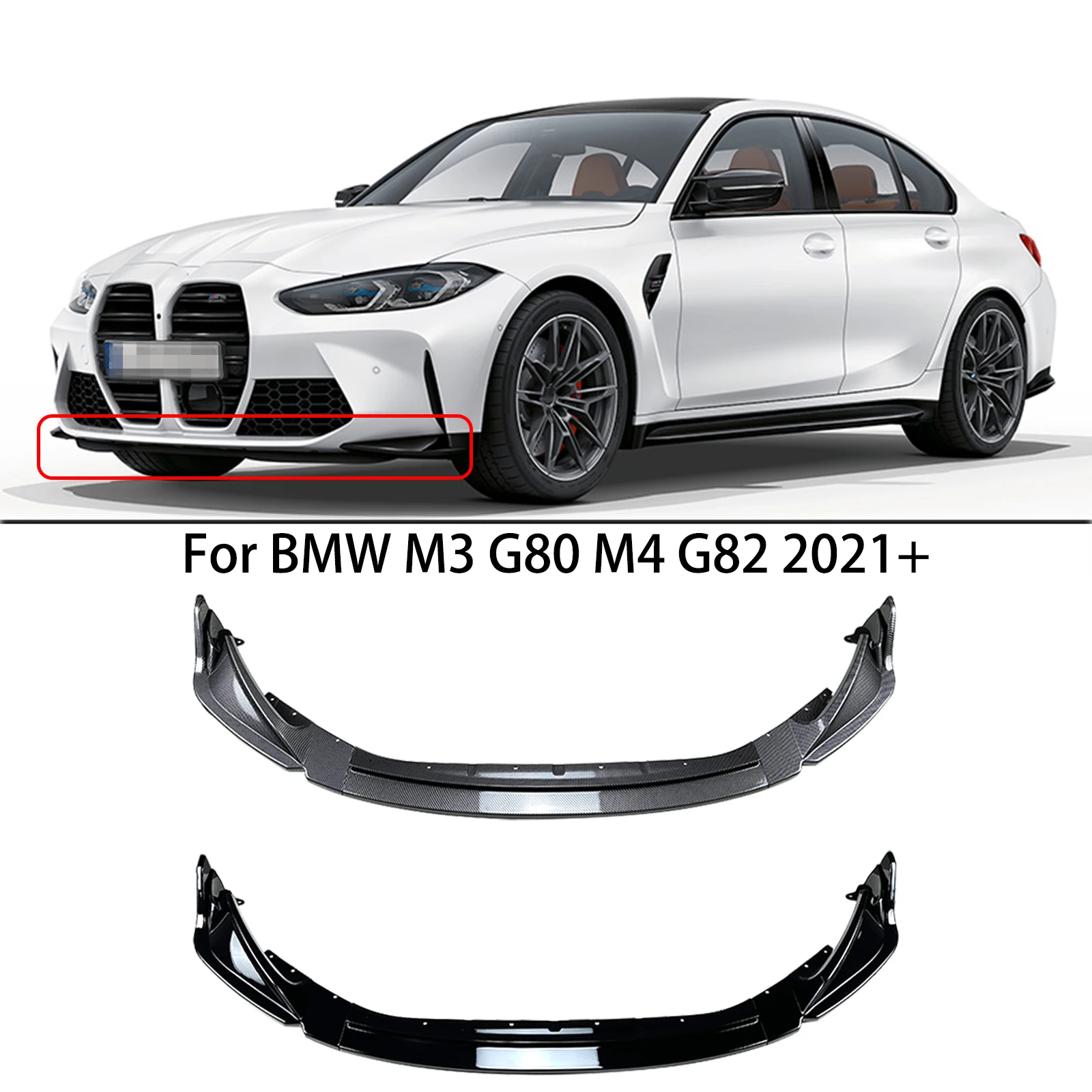 

Для BMW M3 G80 M4 G82 2021-2023 автомобильный передний бампер разветвитель для губ Диффузор комплекты кузова спойлер Защита бампера аксессуары