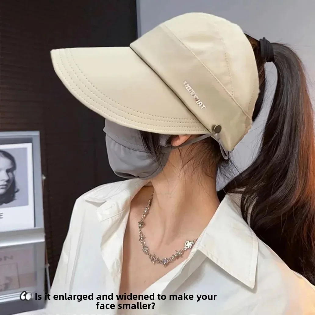 المرأة نمط جديد قبعة الحماية من الشمس فارغة أعلى عقدة في الهواء الطلق قبعة الصيد الصيف الوجه تغطي قبعة الشمس حماية من الأشعة فوق البنفسجية تنفس