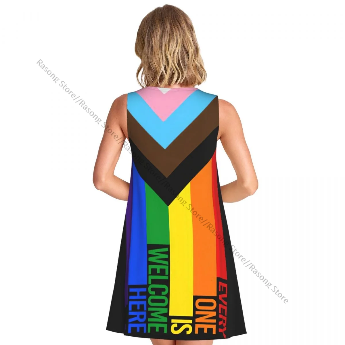 Women's Dress Summer Casual T Shirt Dresses Beach Cover up Pride Flag Rainbow Tank Dress