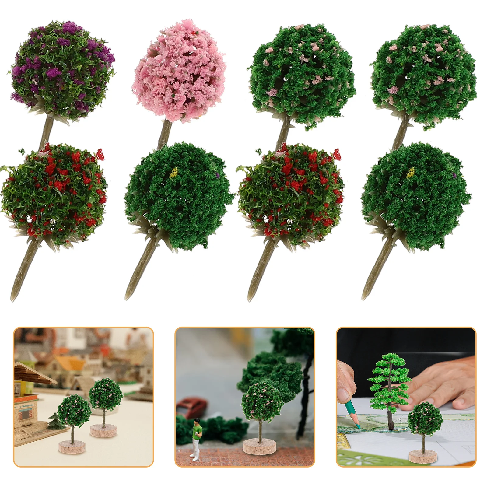 28Pcs Miniature Trees Landscape Scenery Simulation Decoration for Sand Table DIY Micro Scene Layout Artificial Green Plant