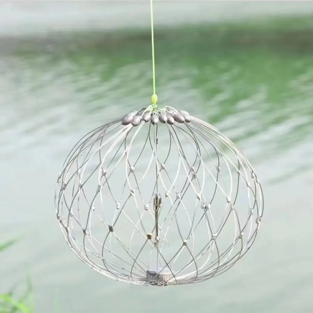 Automatic Open Closing Fishing Crab Trap Net Wide Coverage Steel Wire Fishing Net Cage Automatic Collapsible Design Easy To Use