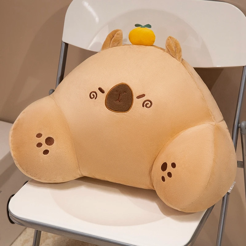 Capybara Lumbar Pillow Plush Cute Orange Fruit Top Soft Cotton Doll Cushion For Sofa Bed Office Desk Cozy Home Decor For Kids