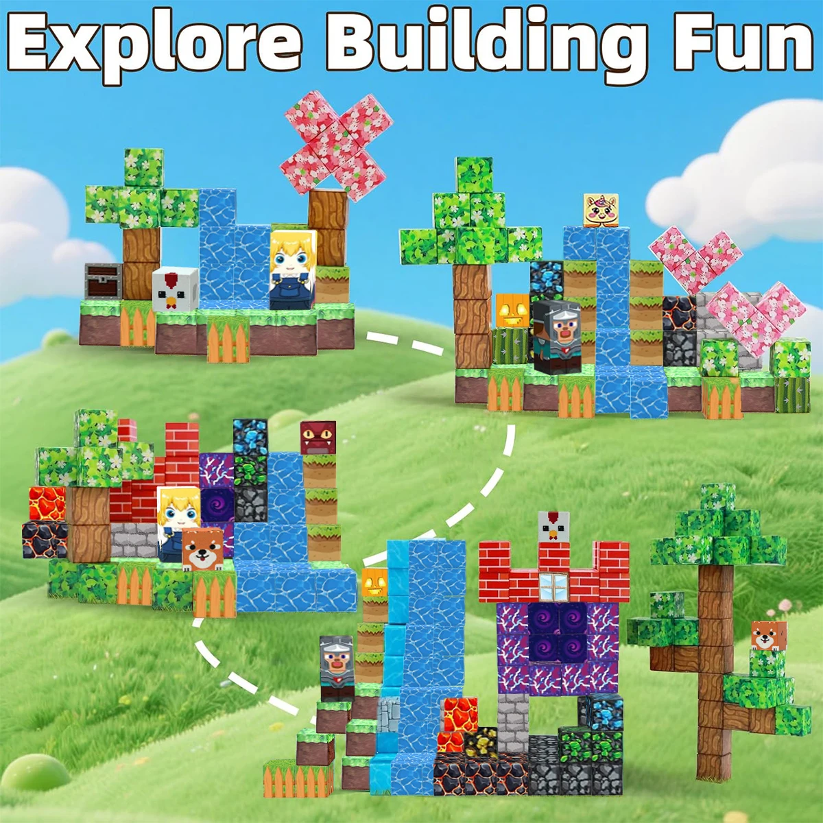 Magnetische Bouwstenen Kersenbloesem Lava Voor Kinderen Jongens Meisjes Leeftijden 3 + Magneet Kubus Set STEM Montessori Zintuiglijke Speelgoed