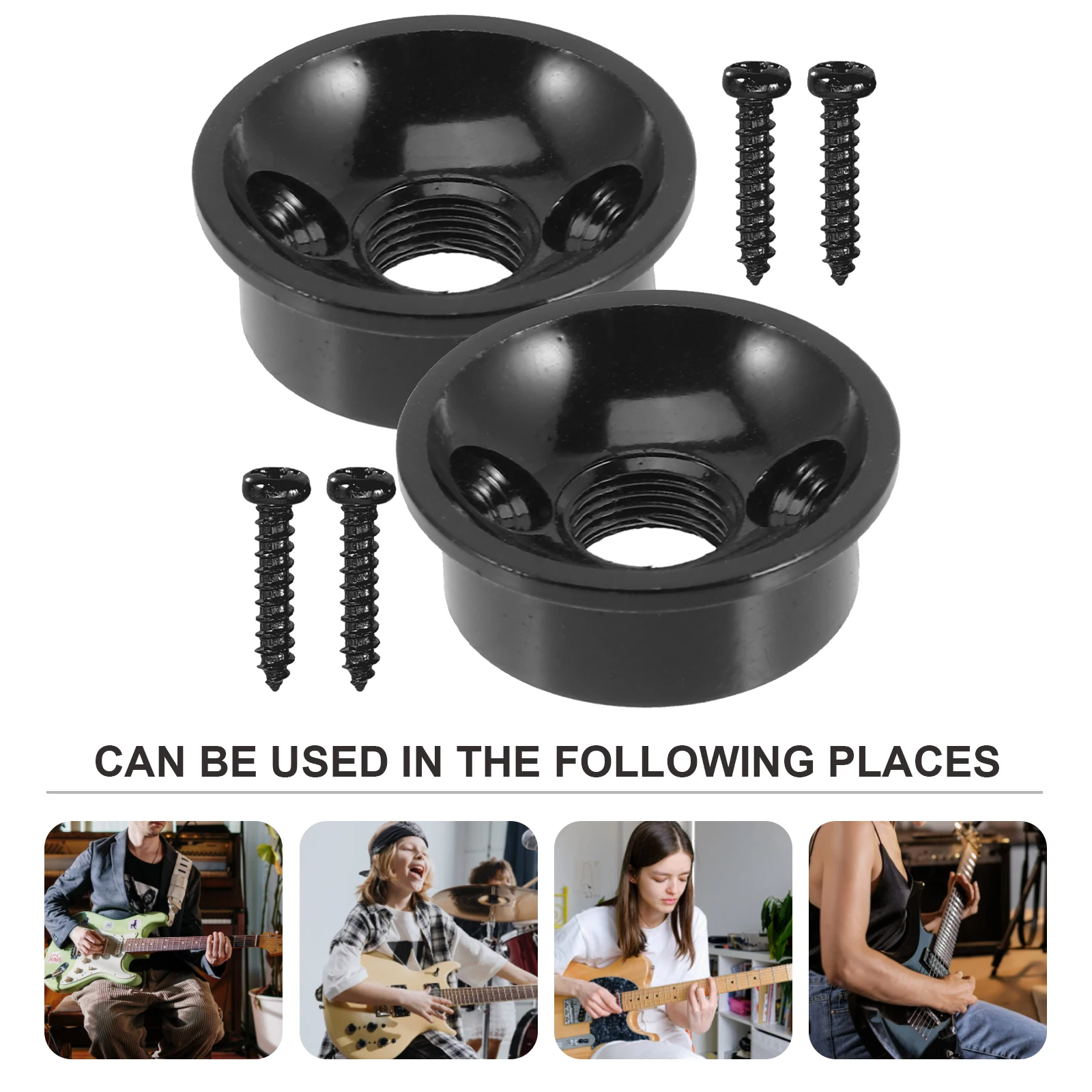 

2 Sets Jack Fixer Metal Plates for Guitar Pickup Socket Electric Replacement Major Parts