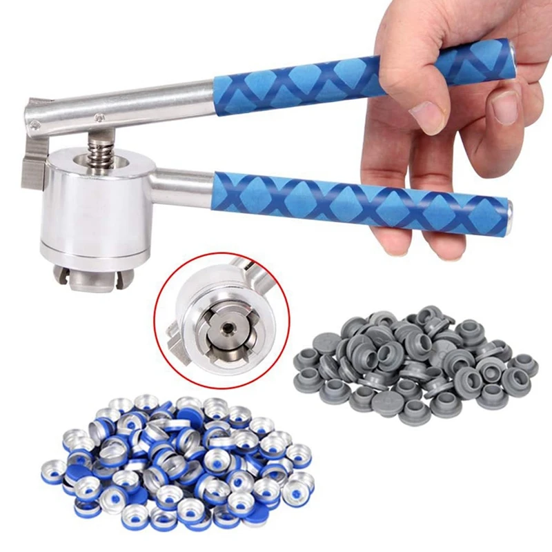 

New Flip Vial Crimper, 100 Pcs Flip Caps And 100 Pcs Rubber Stoppers Are Included