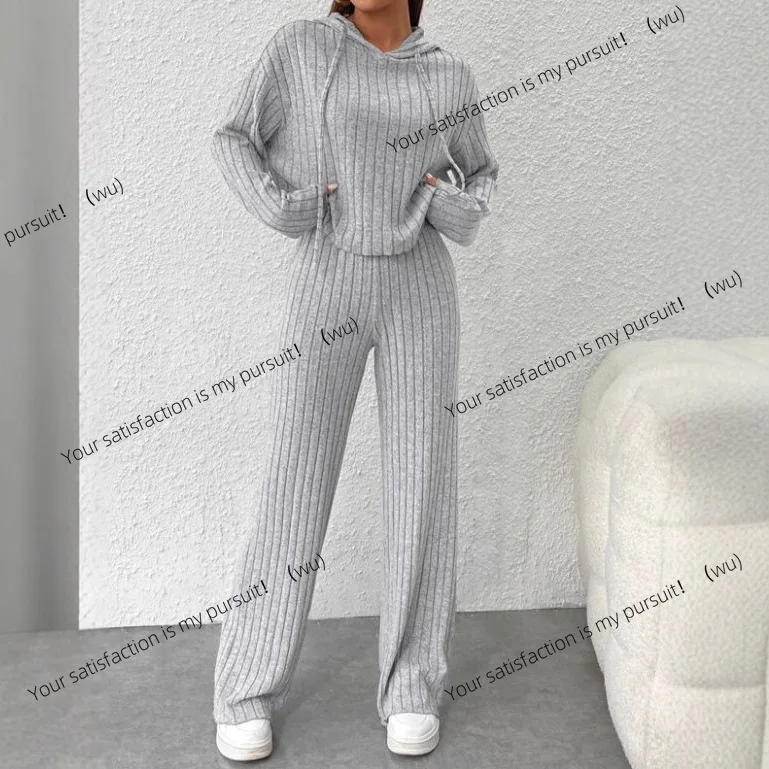 

Женские спортивные штаны с капюшоном ZOCI-2, однотонный свободный вязаный свитер с длинными рукавами, подходит для осени и зимы.