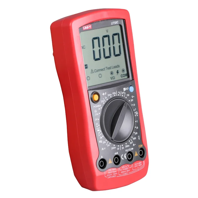 UNI-T UT58C General Digital Multimeters Full Icon LCD Display Temperature Frequency Capacitance Diode Transistor AC/DC Tester