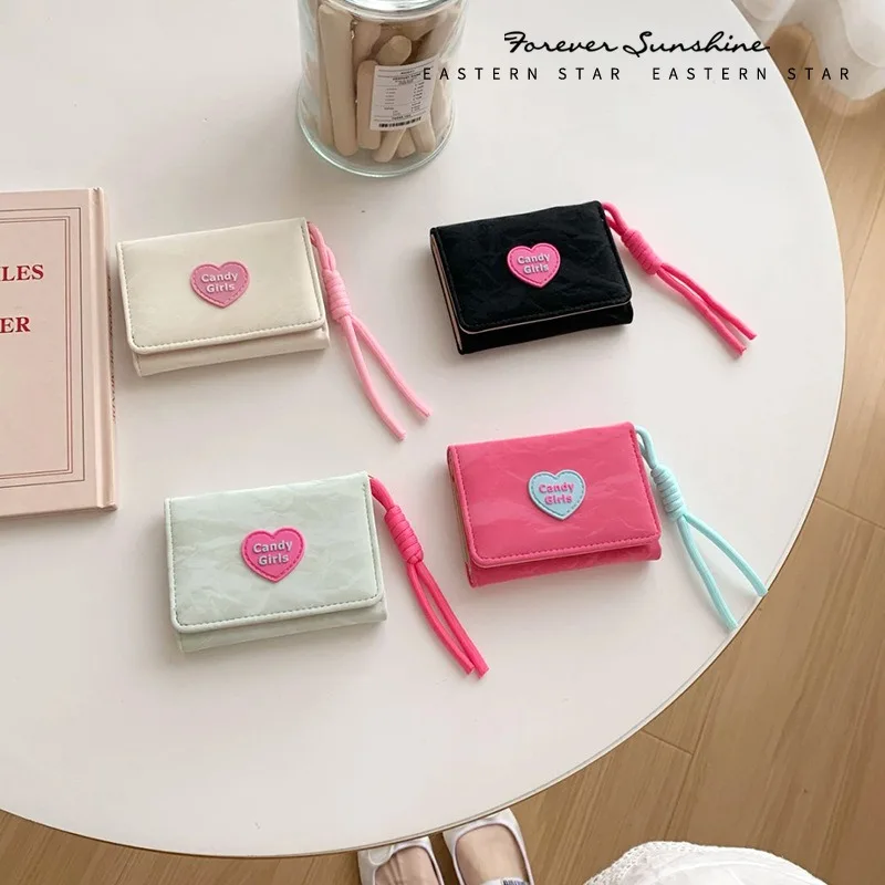 Lanyard wallet~ Korean version INS love candy wallet women's simple short women's wallet wholesale 30% off students