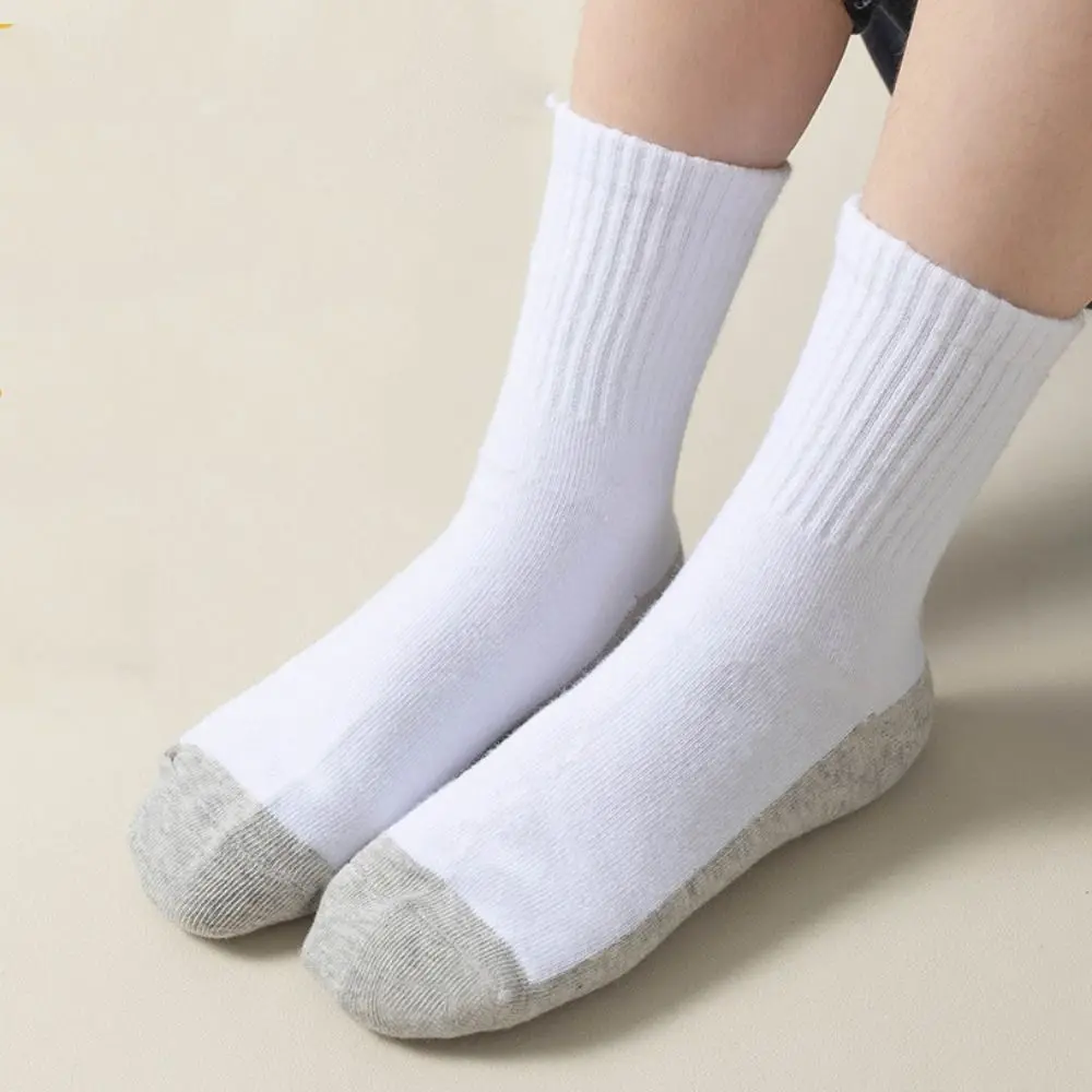 4/6Pairs Comfortable Simple Men's Mid-calf Socks Non-slip Breathable Men Tube Socks Hosiery Patchwork Sports Sock Female