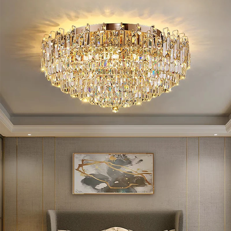 

Modern Crystal Pendant Luxury Ceiling Chandeliers Home Decoration LED Hanging Lamp for Living Room Decor Gold Lustre Lighting