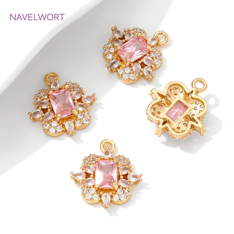 1/2/3Pcs Brass Decorative Pendants 18K Gold Plated Crystal Glass Charms Pendants For Necklace,DIY Jewelry Making Accessories