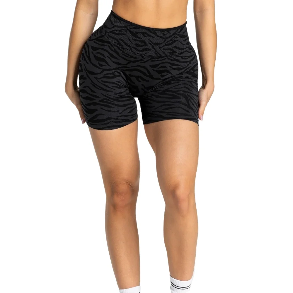Women's Workout Shorts Zebra Contrastline — Seamless