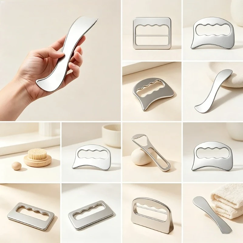 Tabla de Gua Sha de Acero Inoxidable, Herramienta Especial con Lámina de Relajación de Tendones, Incluye Lámina de Gua Sha para el Cuidado Corporal