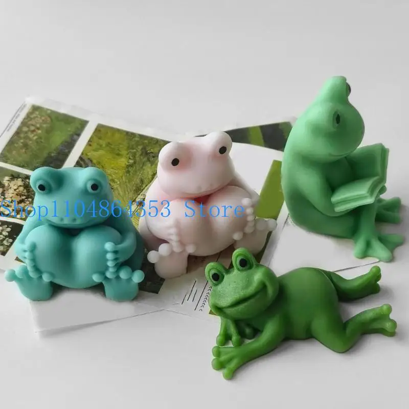 652F Leicht zu reinigende Silikon-Tierform für die Kerzenherstellung, 3D-Froschform-Ornamentform – Detail 4