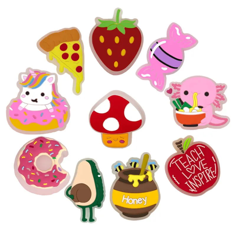 1/10pcs Kawaii LED Shoe Charms Salamanders Unicorn Glowing Pins Lighted Shoe Decorations Strawberries Apples Sandals Clog Buckle