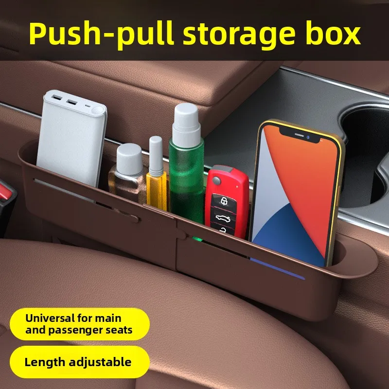 

1/2pcs Retractable Car Seat Gap Storage Box Scalable Phone Key Organizer Car Seat Gap Filler Large Capacity Practical