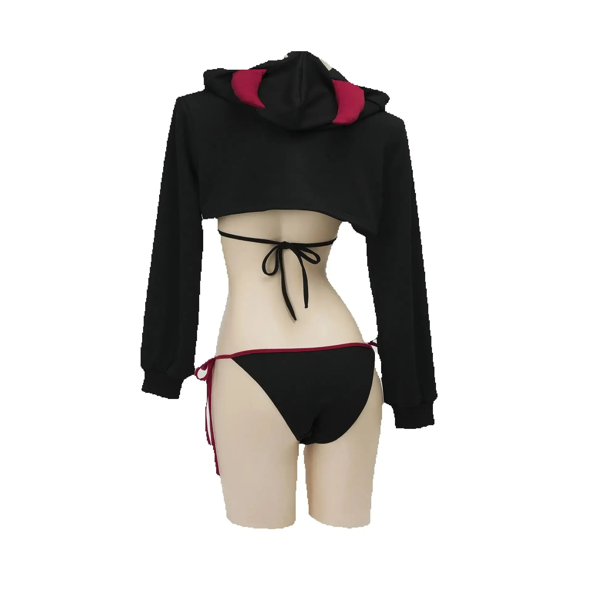 Punk Duivel Meisjes Bikini Set Hoodie Crop Top Lange Mouw Halloween Cosplay Nachtjapon Rollenspel Student Outfits Lingerie CHJ 325688