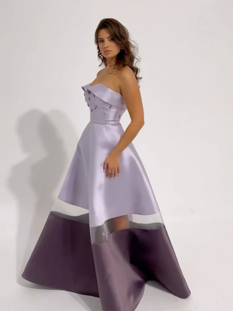 Two Color Prom dress 2024 Matte Satin A Line Long Evening Dress For Woman Sweetheart Beading Backless Saudi Arabia Style