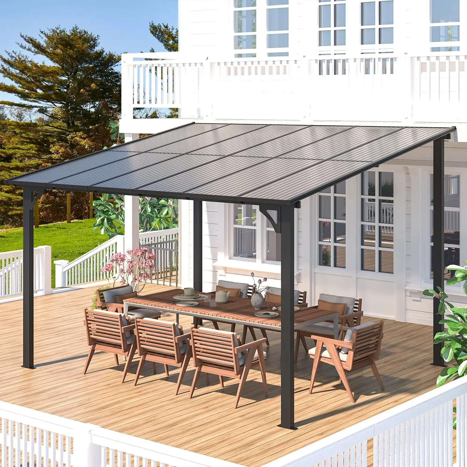 Modern Steel Aluminum Frame Gazebo With Arch Style Design Rain Protection Pergola for Garden Parties and Outdoor Activities