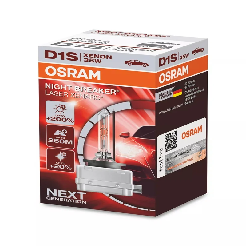 Free Shipping 1 PCS OSRAM D1S D2S D2R D3S D4S D4R D8S NIGHT BREAKER LASER XENARC XNL 35W PK32D-2NEXT GENERATION MADE IN GERMANY