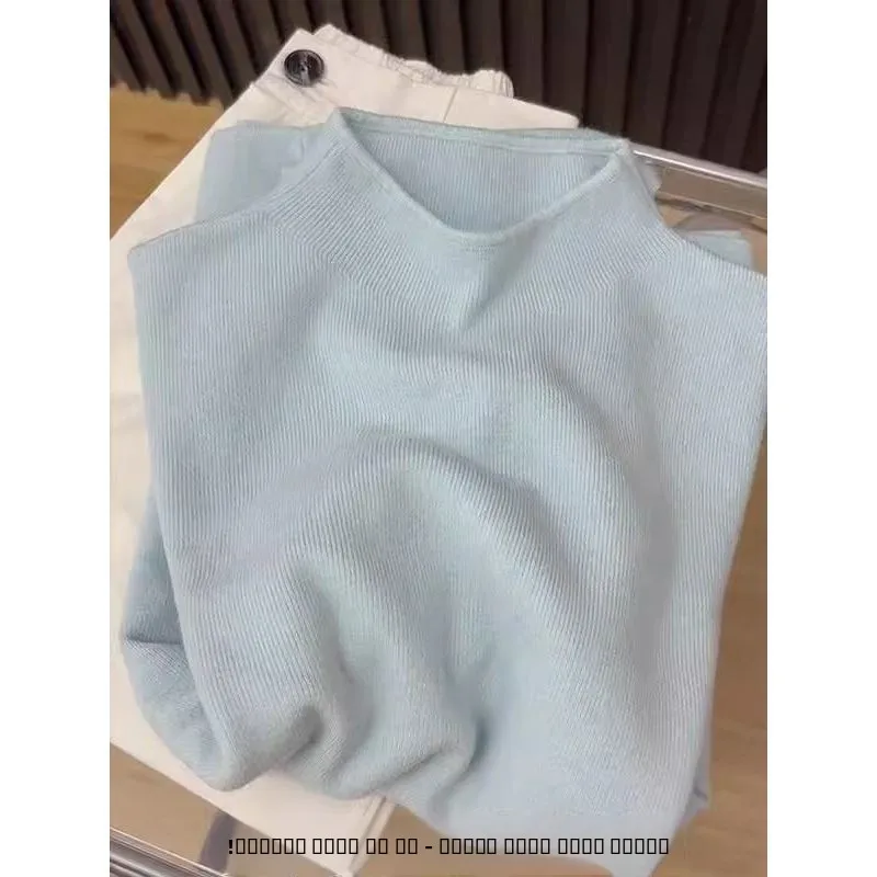 

Корейский женский вязаный свитер с высоким воротником, длинный све, однотонная внутренняя одежда, шерстяная трикотажная основа irt, осень-зима