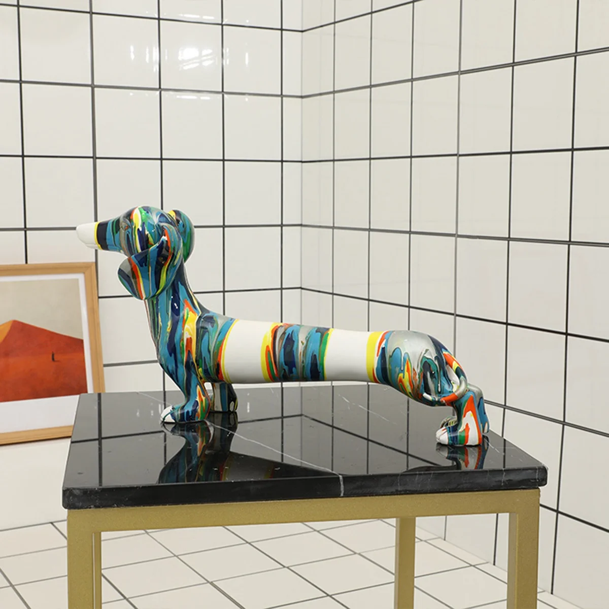 Resin Crafts Animal Cartoon Dachshund Dog Modern Furnishing Entrance Bedroom Decoration Decoration