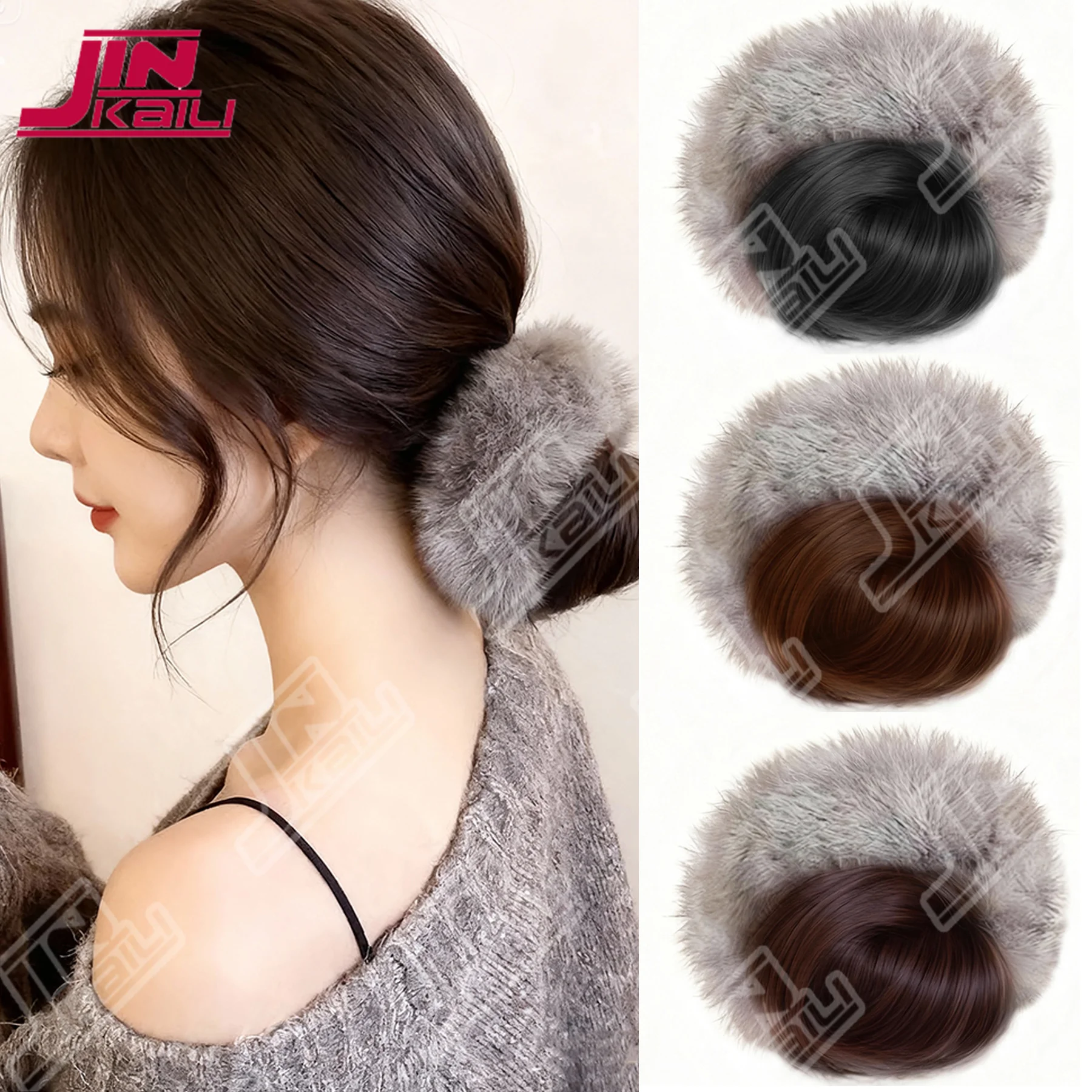 

JKL серый теплый плюшевый зажим для волос, высокий хвост, зажим для волос для горячих девушек, модные аксессуары для волос, осень-зима, удобная текстура