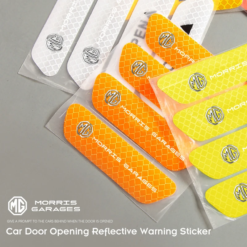 4 Pack Car Stickers Open Door Reflective Warning Stickers for Morris Garages MG ZS 5 7 6 Cyberster MG4 EV ES5 HS ONE GT GS MG3