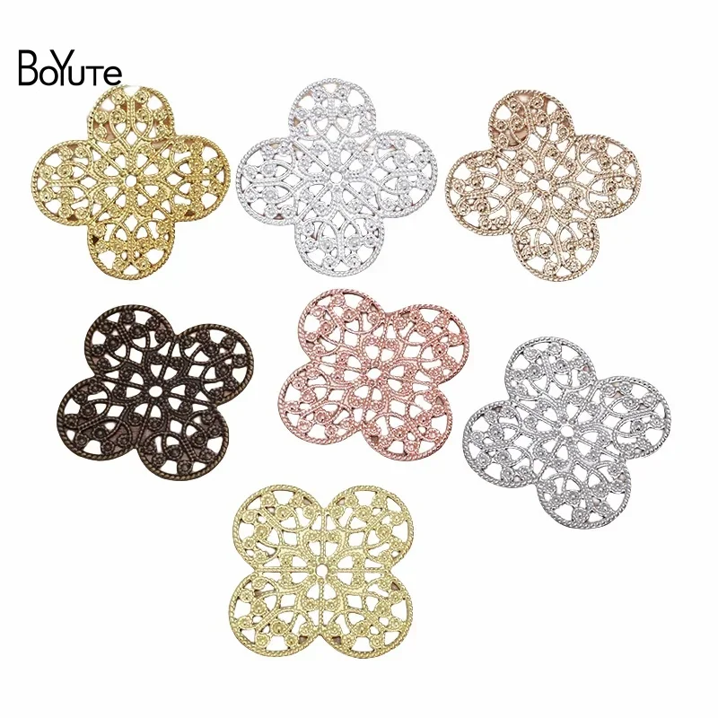 BoYuTe (50 Pieces/Lot) 36MM Filigree Flower Findings Wholesale Brass Material DIY Handmade Jewelry Accessores