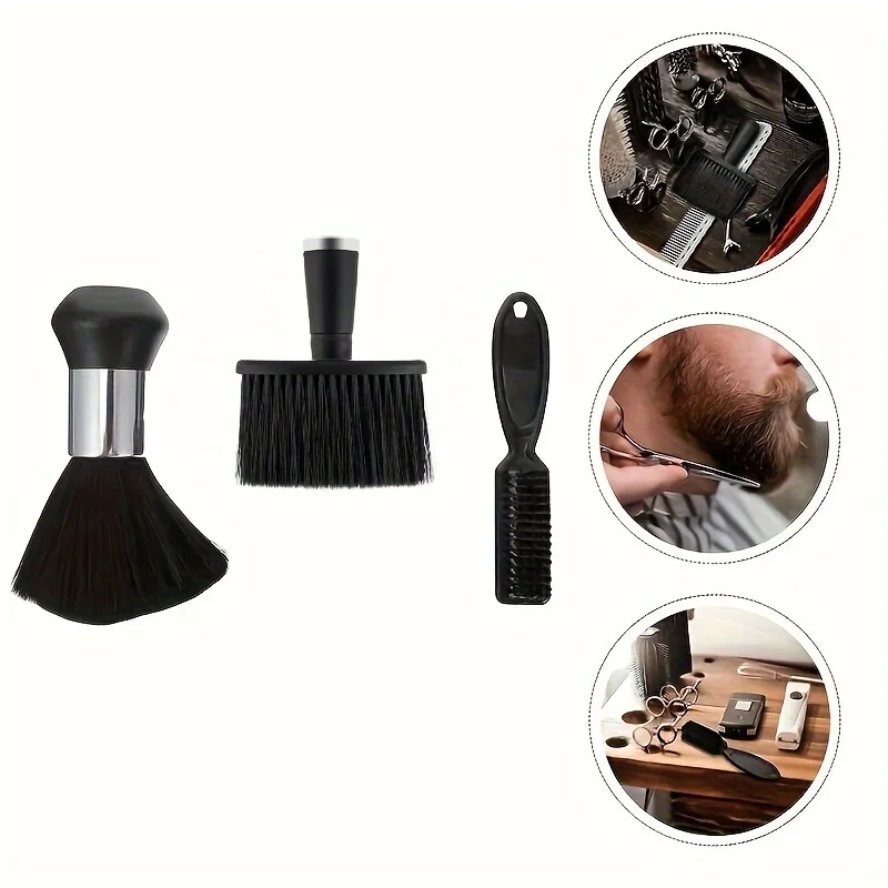 3/4 مجموعة فرشاة شعر مكسورة احترافية زجاجة رذاذ فرشاة شعر ناعمة مزيل غبار الرقبة مناسبة للصالونات في محلات الحلاقة