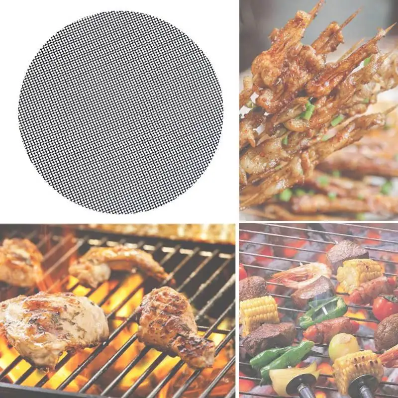 Barbecue Mats Barbecue Grill Mesh High Temperature Resistant Cuttable Barbecue Liner Barbecue Grill Mesh Meat Slices Food Grade