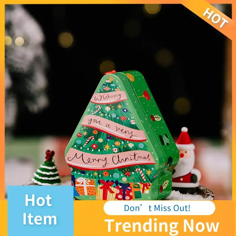 

Christmas Tinplate Candy Box Decorate With Lanyard Polygonal Printed Tinplate Box For Christmas Decorations Easy To Use