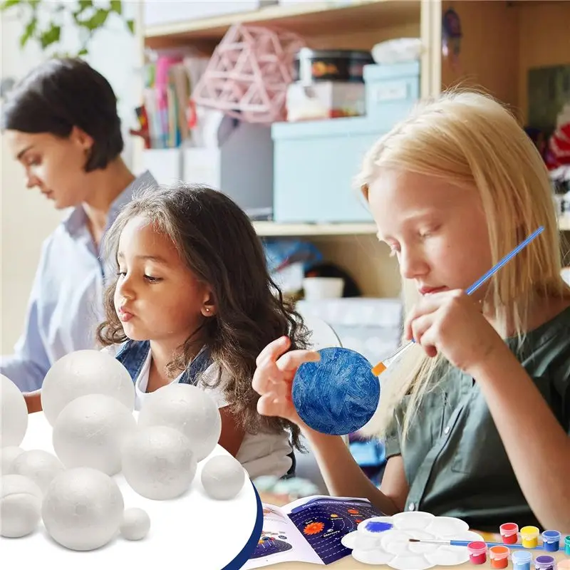 2025 Trend Solar System Project Kit, Planetmodel Crafts 14 Mixed Sized Polystyrene Spheres Balls For School Science Projects