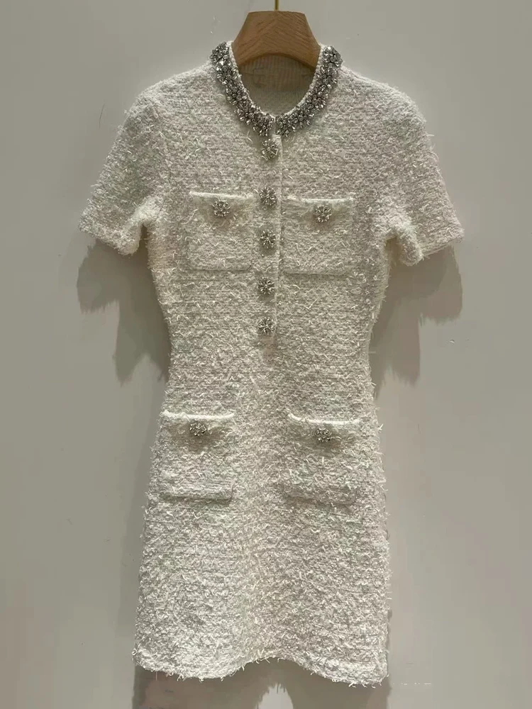 

Ele Высококачественный трикотажный ортопедический круглый Ne Slim Fit Dr White Diamond Decorated European Sle Faionable Ci Walk ...