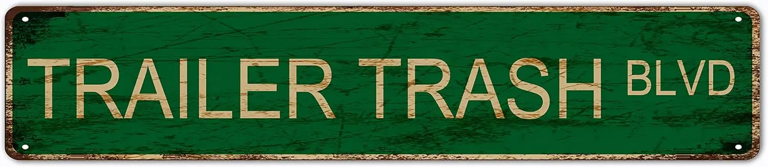 Trailer Trash Blvd Sign Aluminum Metal Plaque Retro Wall Decor Rustic Tin Sign 4x16 Inch/10x40 Cm