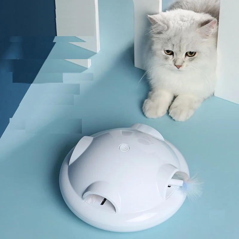 Cat toy tease cat self-hi intelligent automatic rotating electric cat toy feather tease cat and mouse to send battery