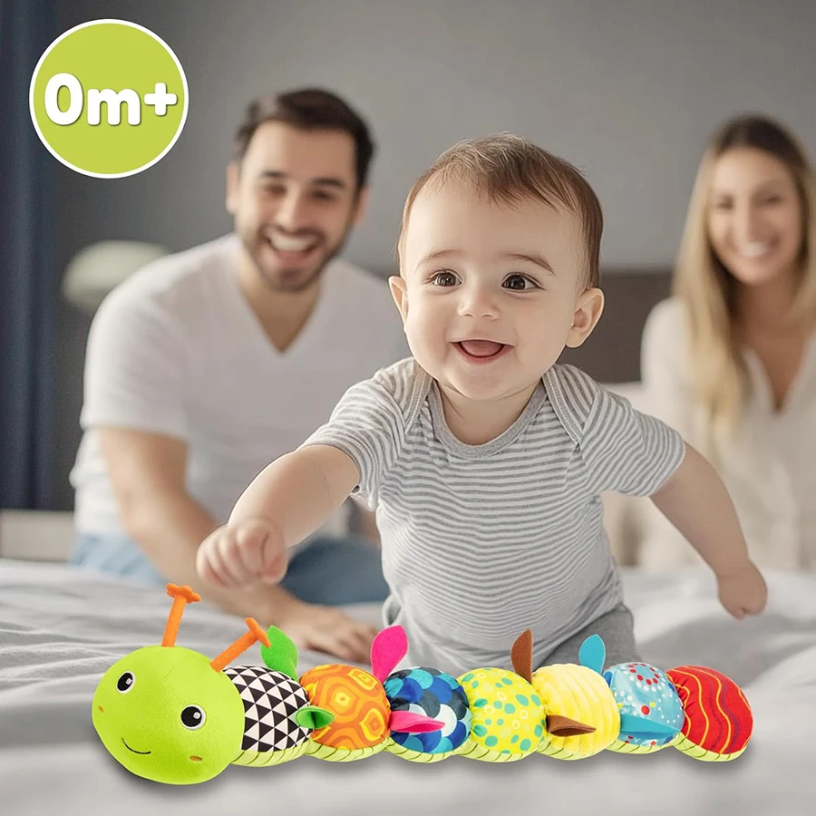 赤ちゃんのおもちゃ ミュージカルキャタピラー 幼児用ぬいぐるみ 0-12ヶ月用 カサカサ音とガラガラ音付き、タミータイム感覚玩具 新生児用