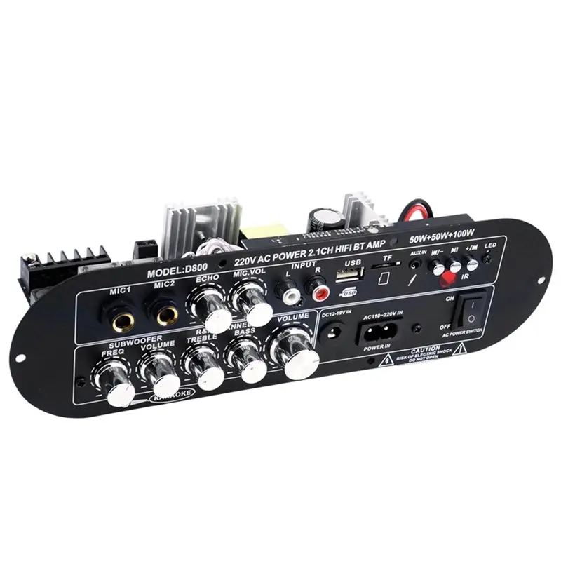 

-[A51I Digital]US Plug D800 Bluetooth 5.0 Digital Amplifier Board 2.1 Channel 50Wx2 100W Large Power Output For Home And Outdoor