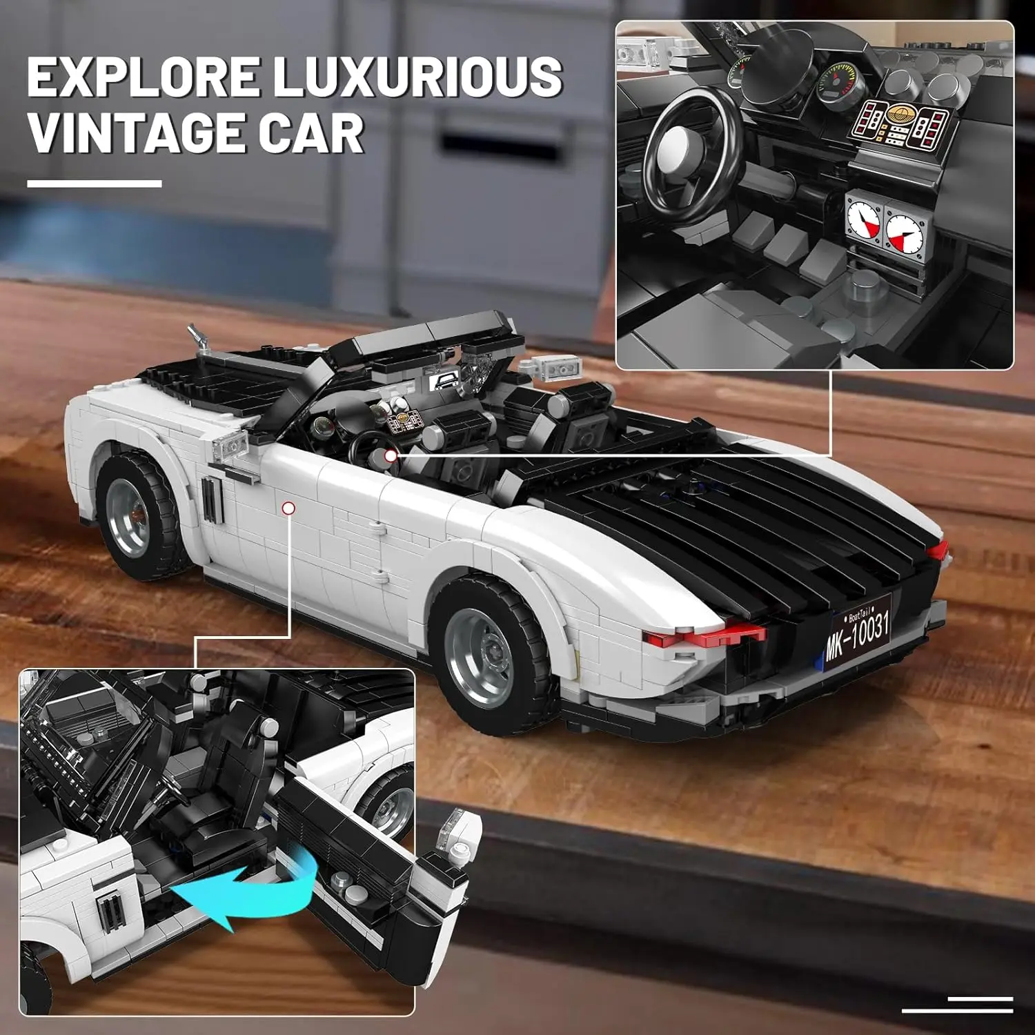MOULD KING 10031 Creativie Technology Sports Car Cabrio Car Model Building Blocks Kit,Designer Firas Abu-Jaber