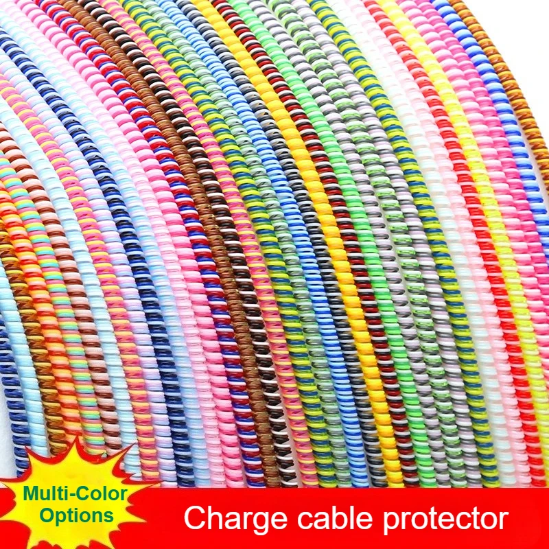 1.6m Charge Cable Protector Spring Style Date Cable Retractable Charger Cord Wrap Protector Anti-Dust Aesthetic Cable Organizer