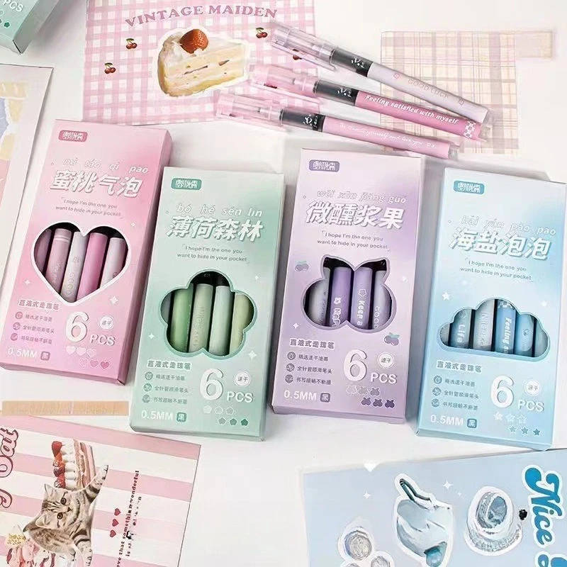 

Свежие стильные гелевые ручки Drunken Berry Kawai, прямые жидкие нейтральные ручки, 0,5 мм, подарочные чернила, офисные принадлежности, милые канцелярские принадлежности