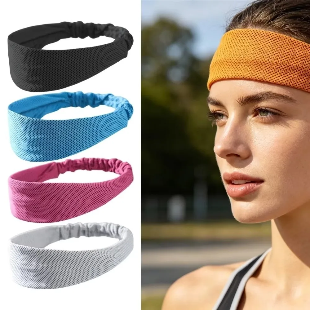 Lightweight Breathable Sport Headband Sweat Absorbent Quick Dry Cool Elastic Headband Fitness Sweatband Running