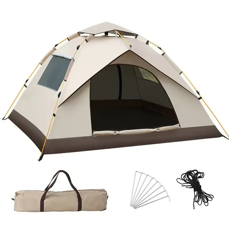 Outdoor Camping Tent Portable Foldable Automatic Pop Up Design Black Vinyl Waterproof Oxford Cloth Universal All Seasons