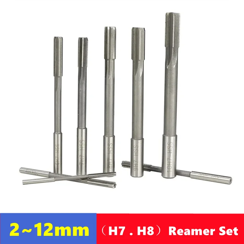 4/8/10/14pcs HSS machine reamer setH7/H8 straight shank chuck reamer straight slot reamer 2mm-12mm milling cutter